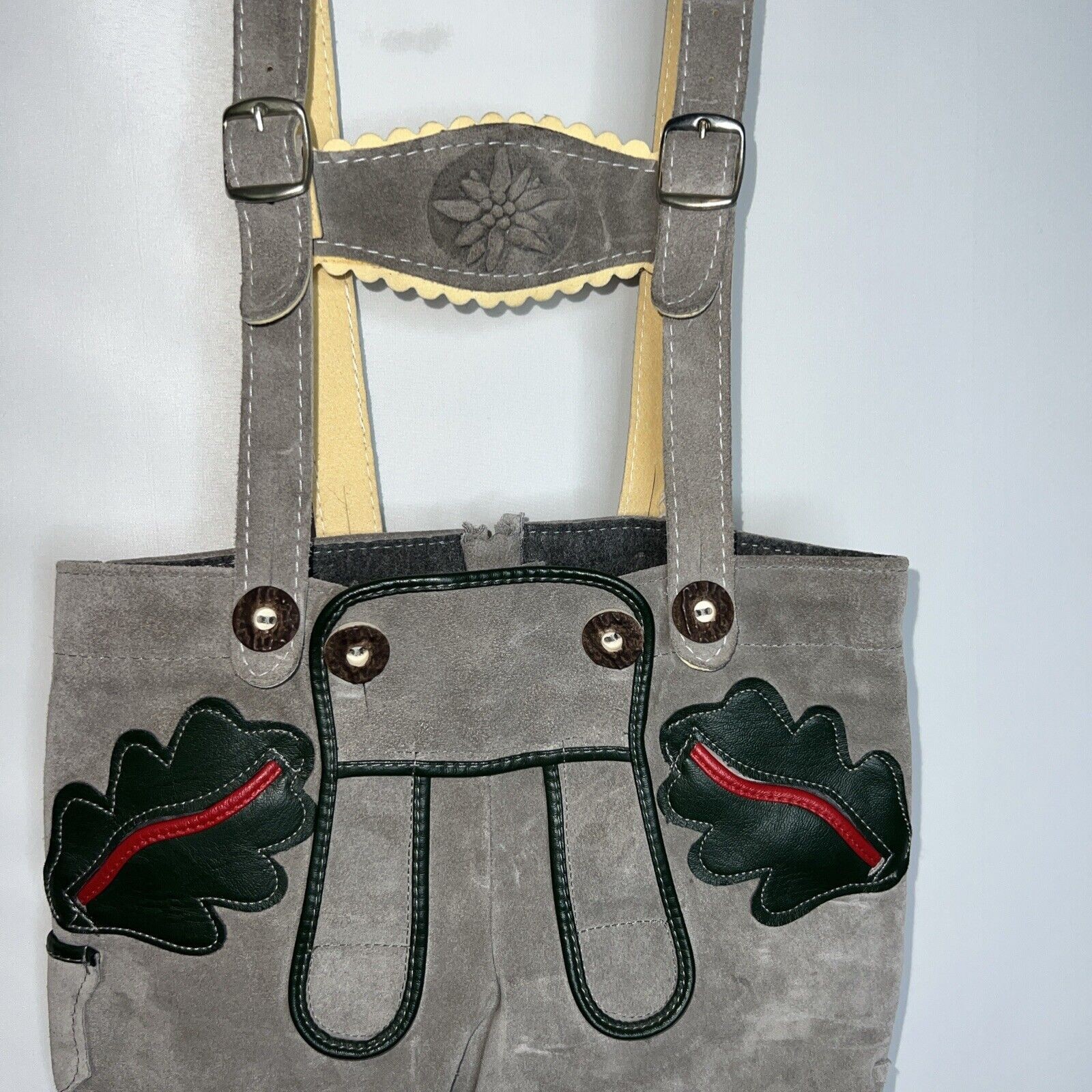 GERMAN LEDERHOSEN Childs Gray LEATHER SUEDE Trousers Oktoberfest Excellent