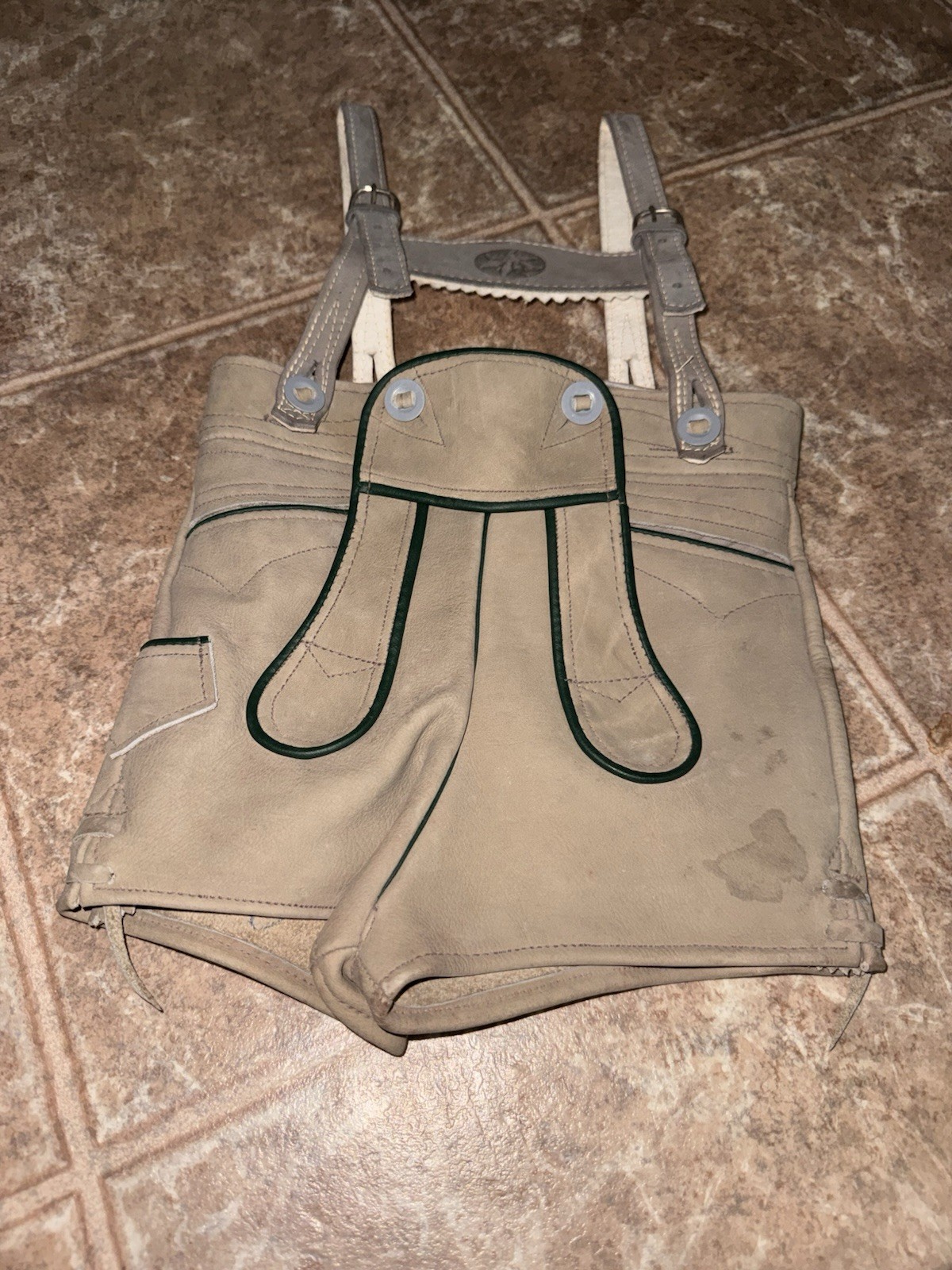 Vintage German Leather Lederhosen Toddler Sz 0 Child Adjustable Straps Handmade