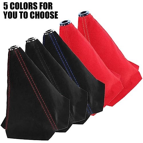 Car Shift Boot Cover, Suede Leather Shift Knob Boot Dust Cover, Black/Black