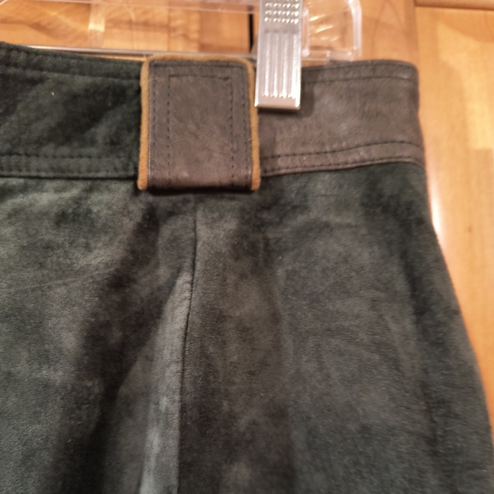 US 30″ Men Oktoberfest Bavarian Lederhosen-Suede Leather Dark green Trousers