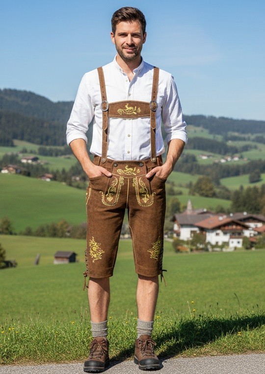 Premium Lederhosen Shorts -Men’s Bavarian Lederhosen Shorts – Traditional German