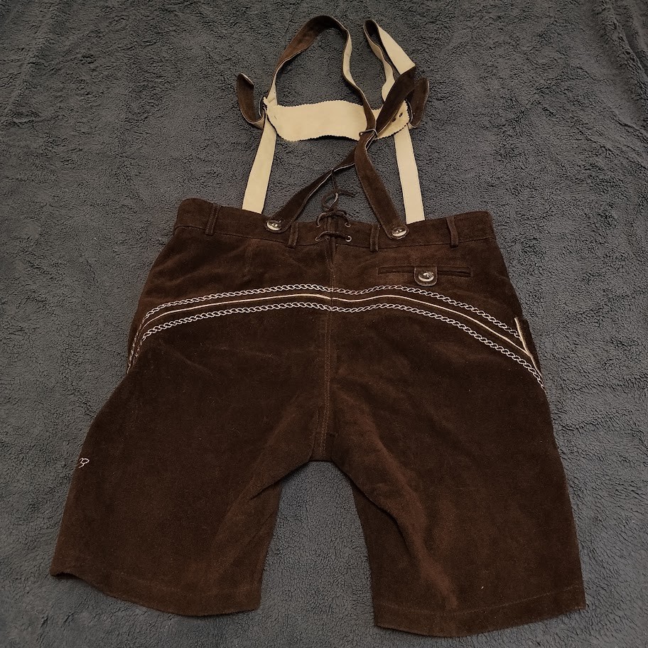 Bavarian Oktoberfest Lederhosen Shorts Antique Brown Tracht