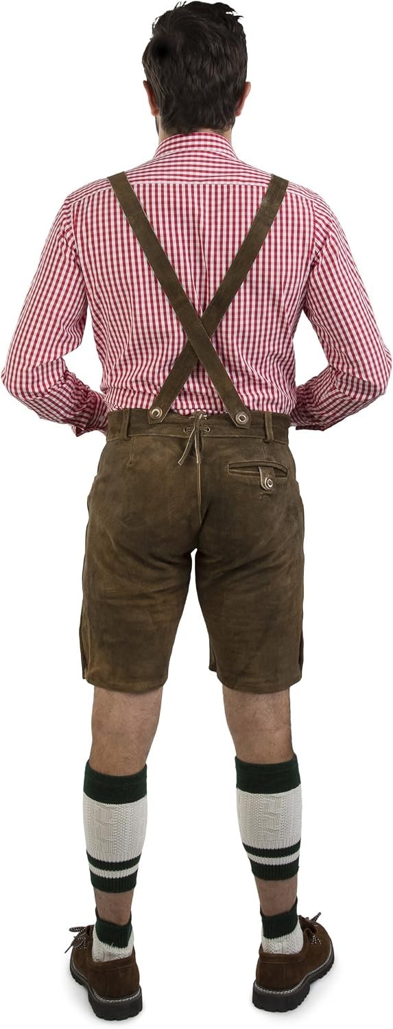 Authentic Bavarian Suede Lederhosen with Suspenders – Perfect for Oktoberfest