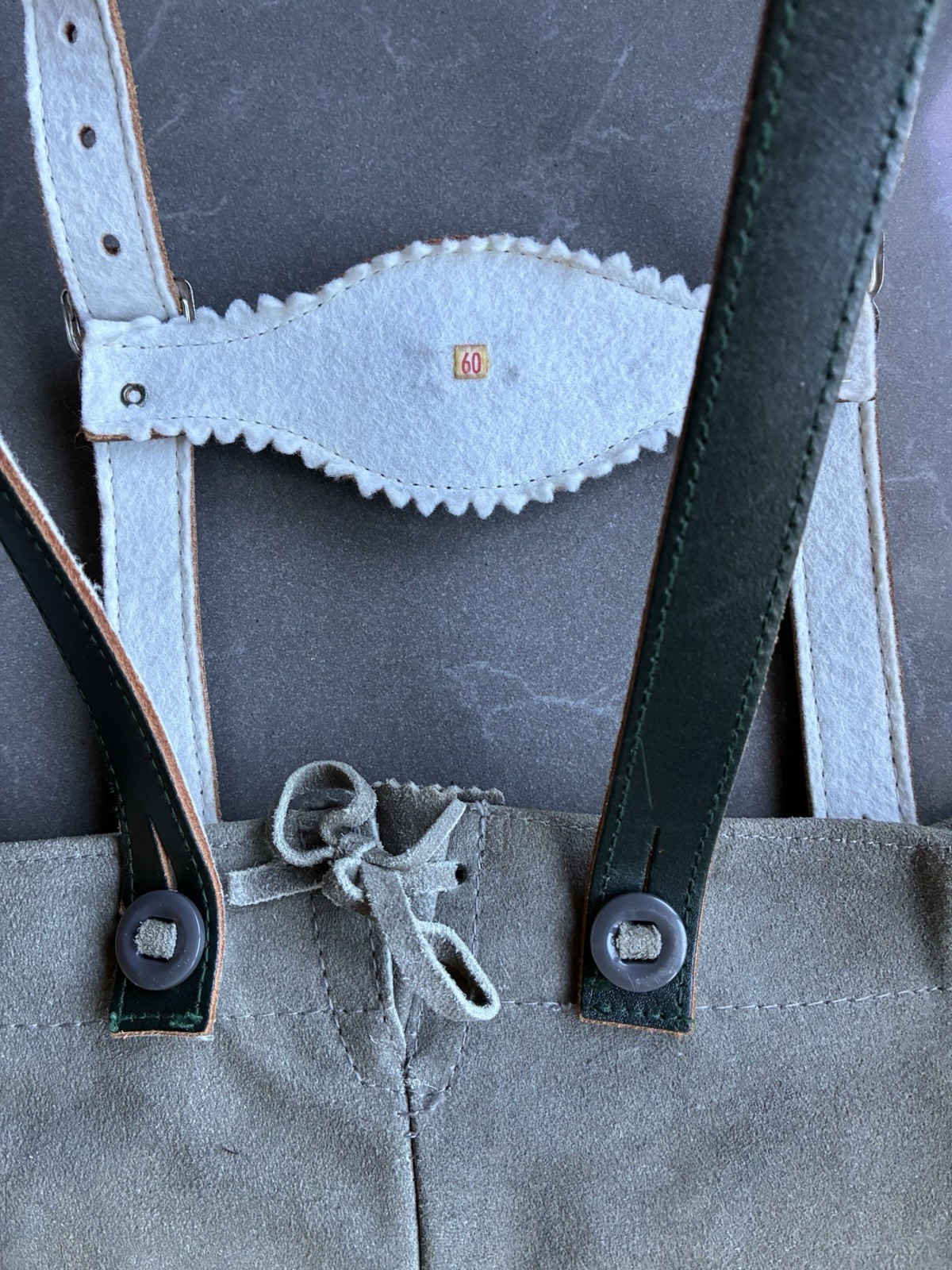 Vintage Lederhosen Authentic Suede Leather German Shorts Boys / Child SM 22″