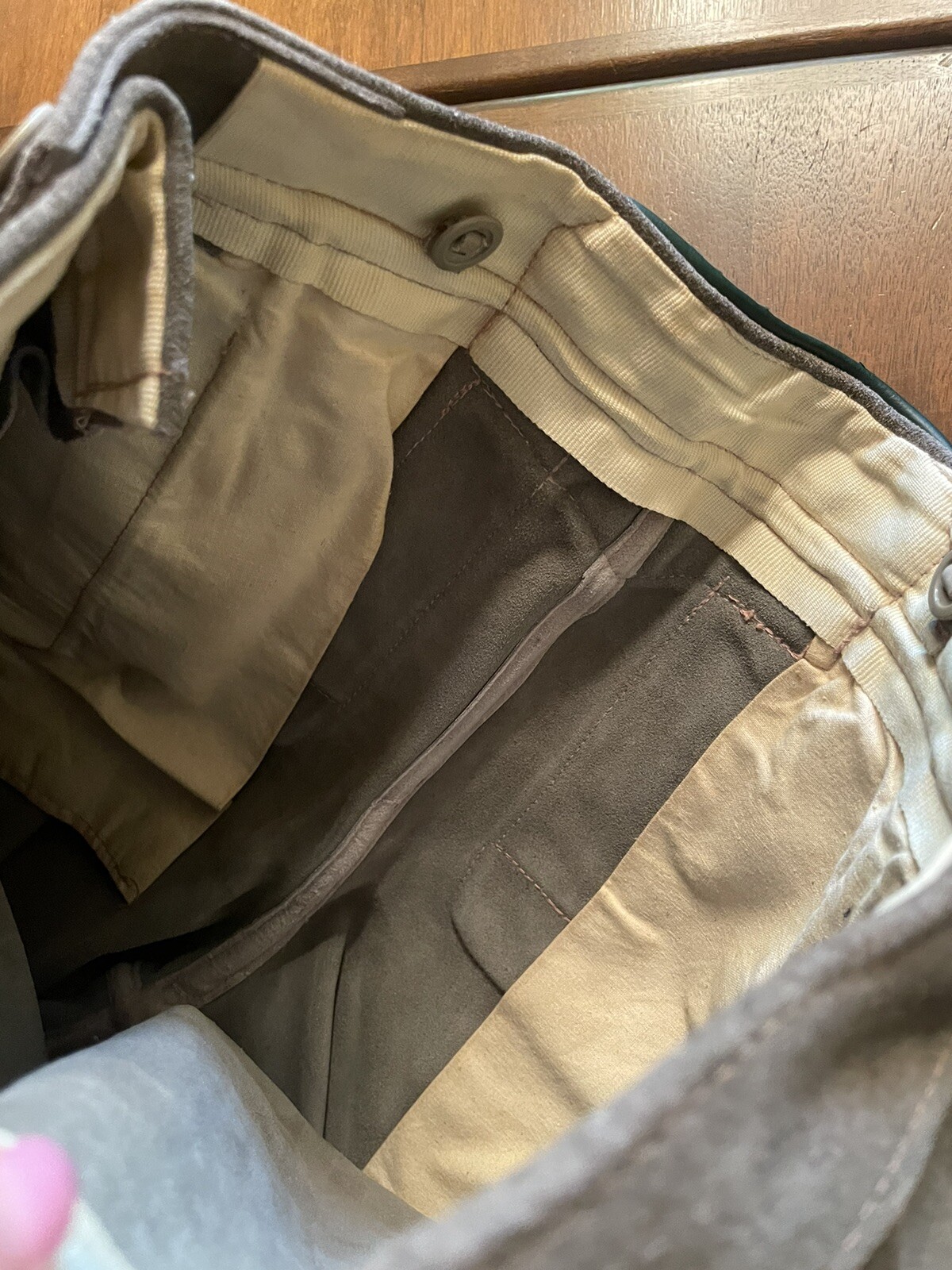 Vintage Lederhosen Gray & Green Leather Shorts EU Size 30 Oktoberfest Austria