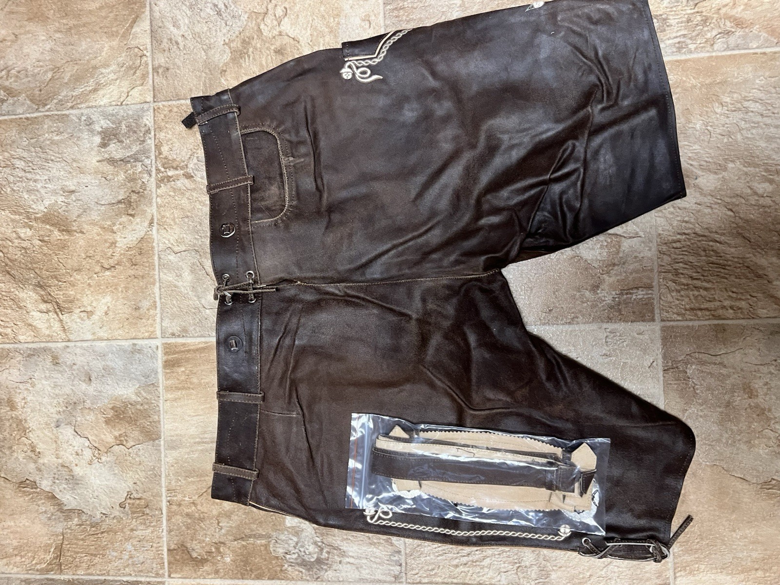 Lederhosen Oktoberfest Leather Trachten Shorts Authentic Outfit Size US 42 EU 58