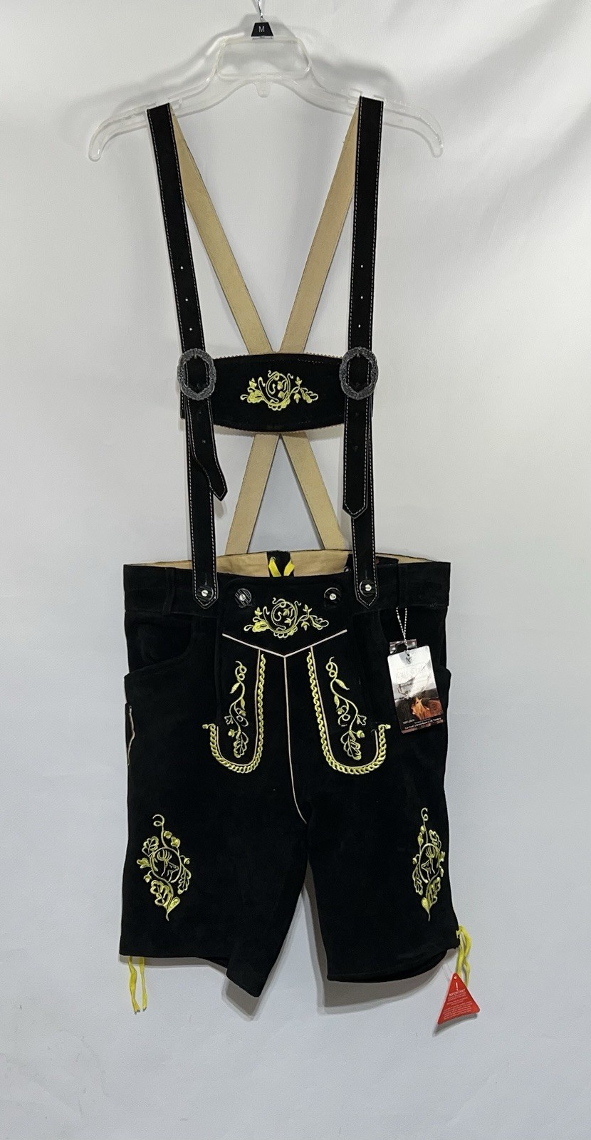 Bavarian Lederhosen Men 36 Suede Lederhosen Black Oktoberfest Costume German