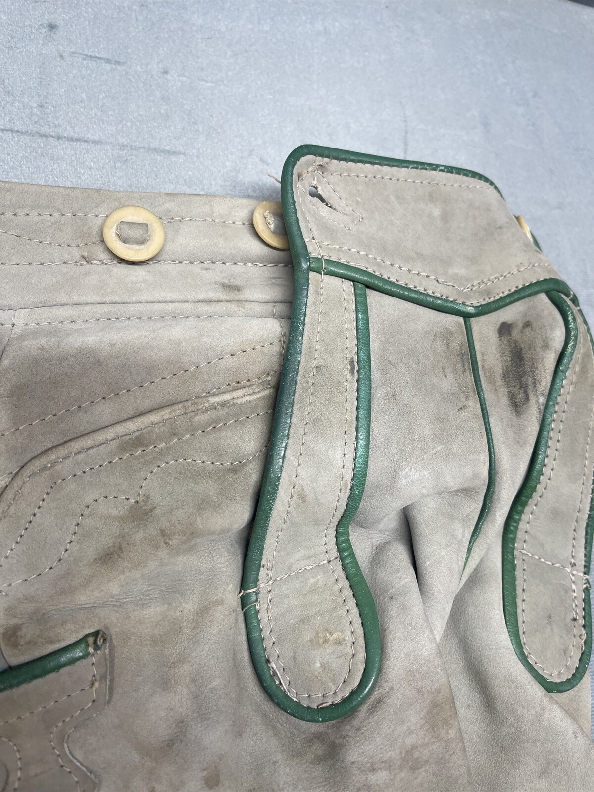 Vintage 60’s 70’s Lederhosen Grey Suede Leather Shorts Child No Size Dirty