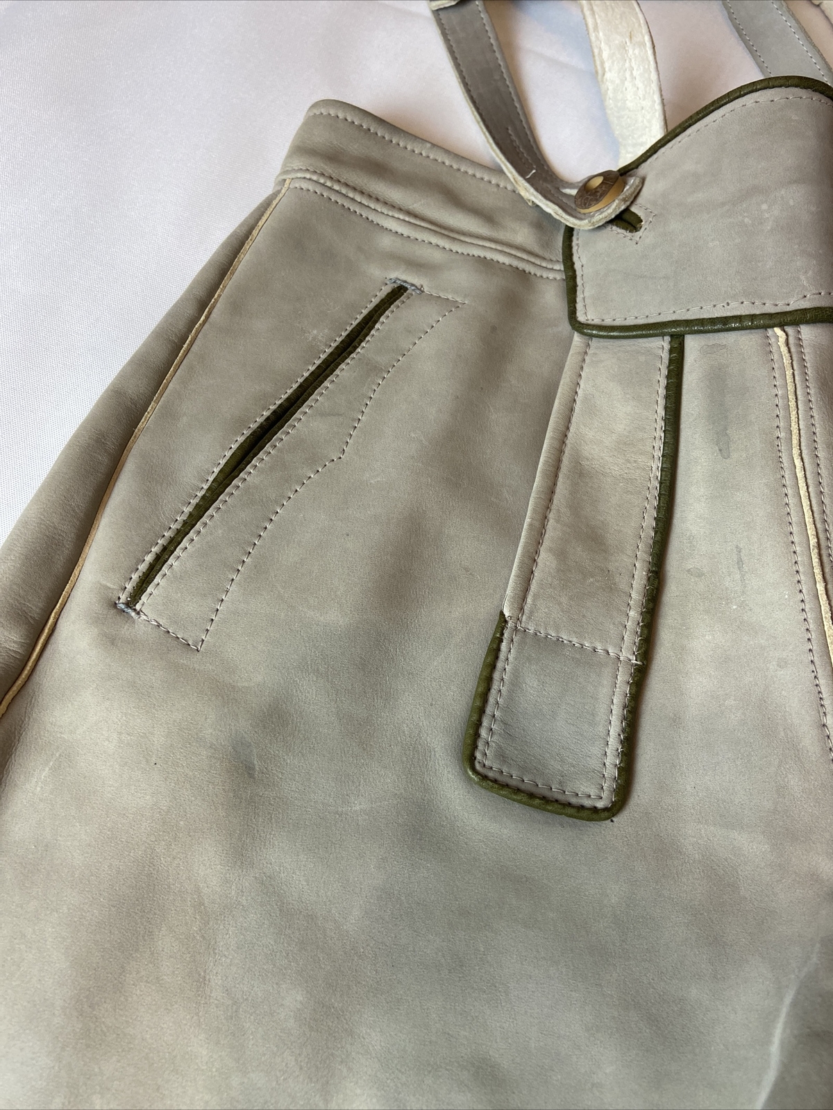 Vtg Lederhosen Shorts Suspenders Oktoberfest Leather German Bavaria Beer Size S