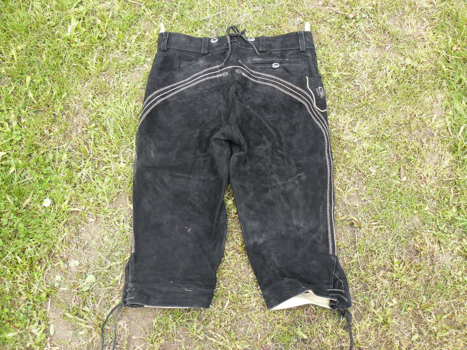Oktoberfest black leather pants short 3/4 by Country Maddox size 48 leather pants