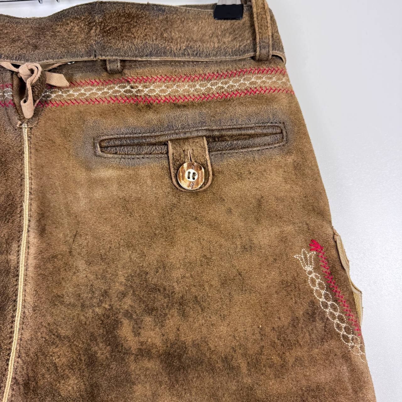Country Line Traditional Lederhosen Goat Leather Bavarian Shorts Mens Size 46