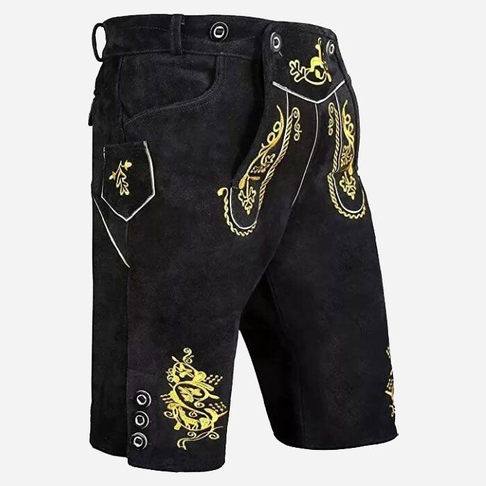 Lederhosen – Men’s Bavarian Oktoberfest Real Leather Shorts with Suspenders USA