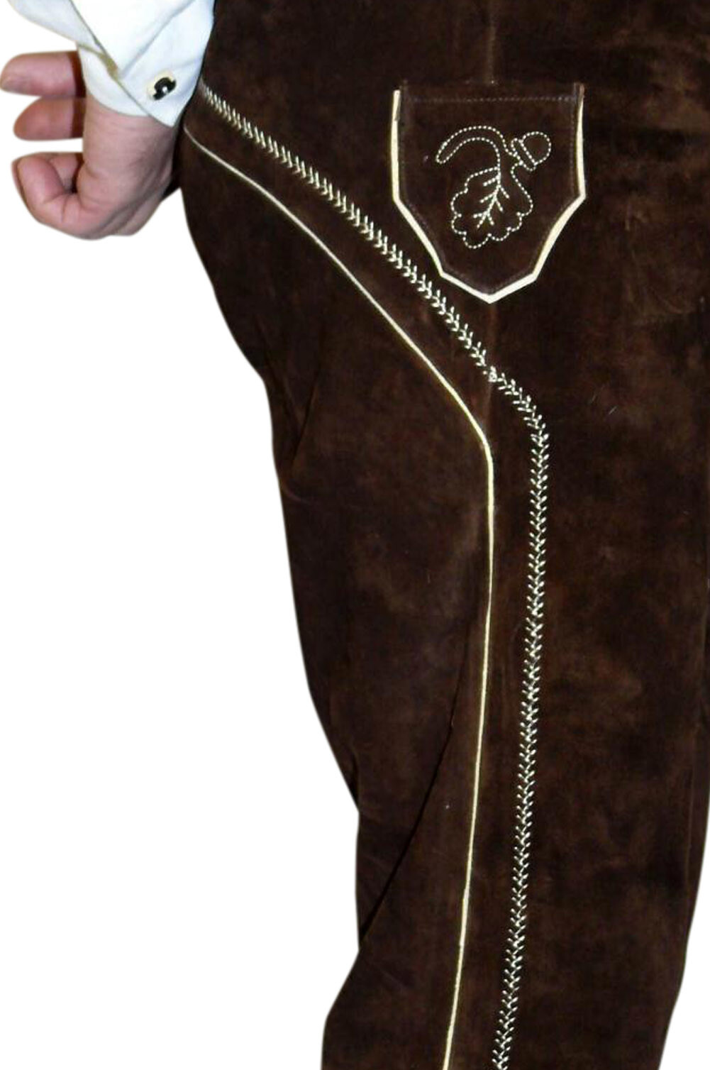 Brown Leather Lederhosen Short Pants German Oktoberfest Bundhosen M L XL 2XL 3XL