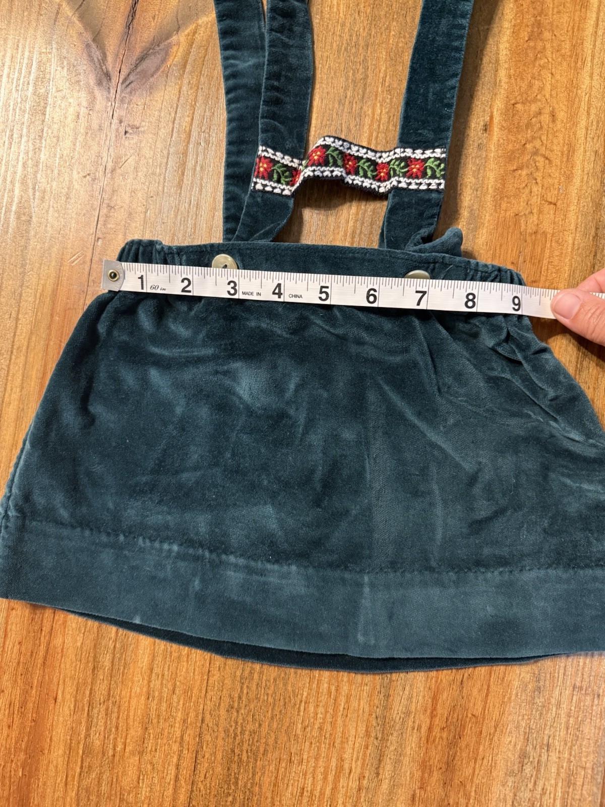 Vintage IMP Originals Lederhosen German Skirt Suspenders Velvet Youth 4T Green