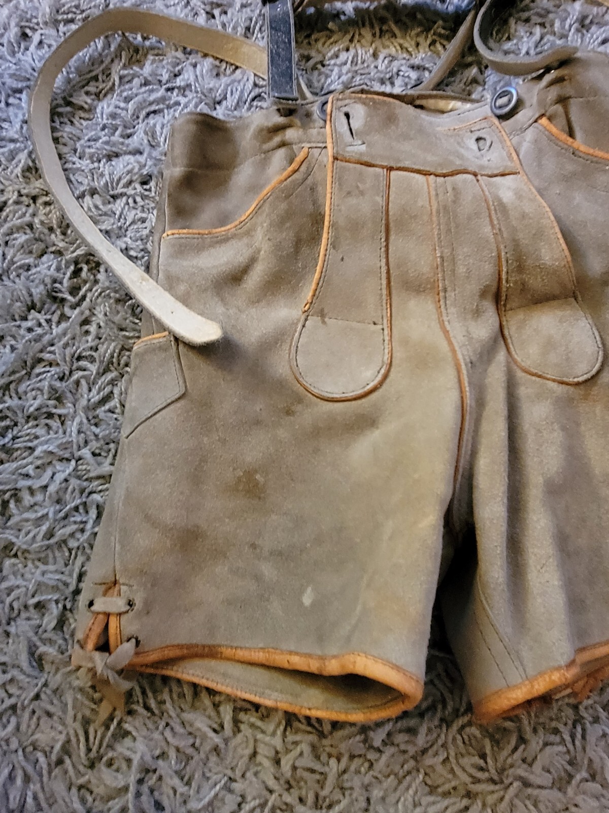Traditional Lederhosen German Vintage Shorts 14″ Waist 13″ across Leather KIDS