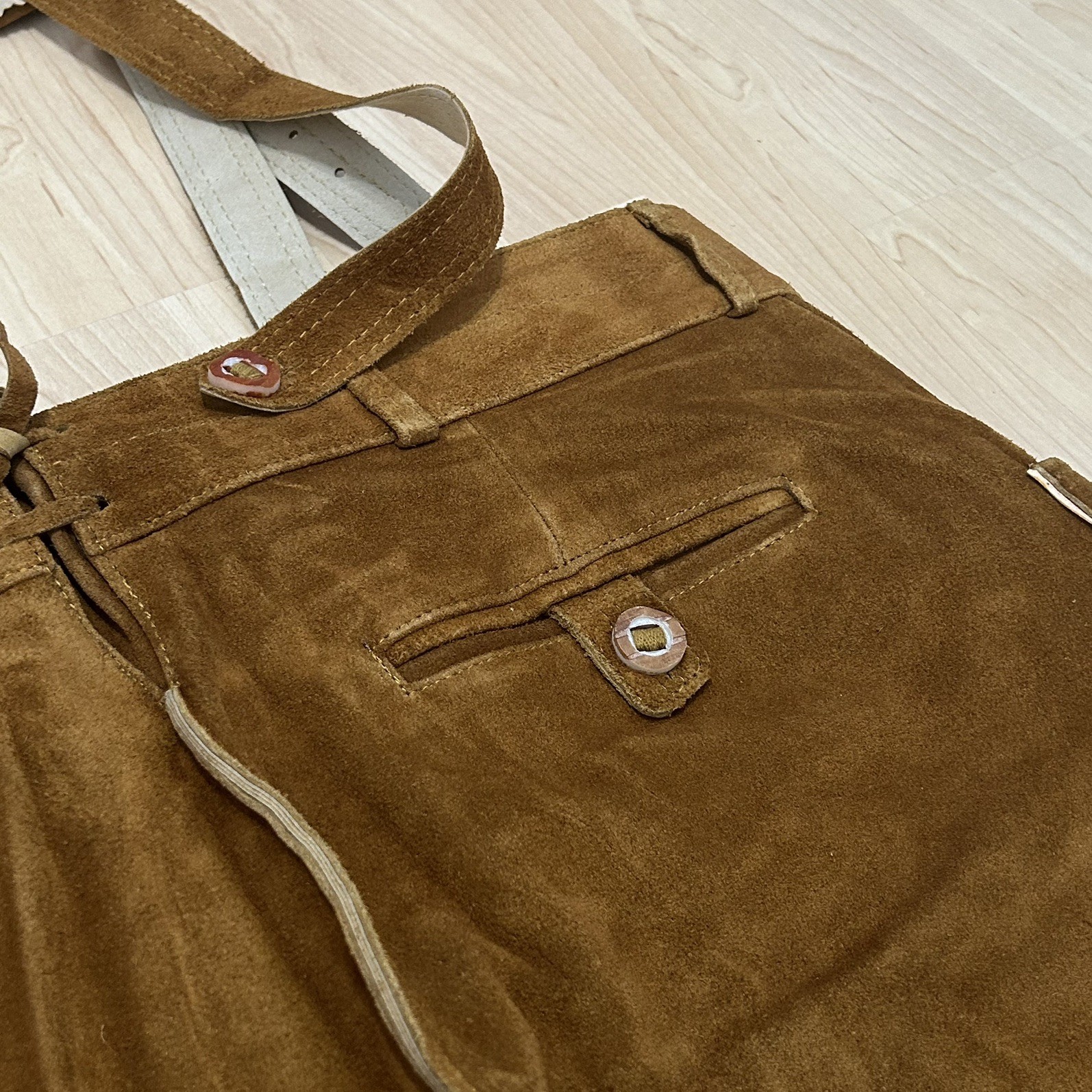 Schonoberger Trachten Couture Lederhosen Brown Suede German Oktoberfest Size 42