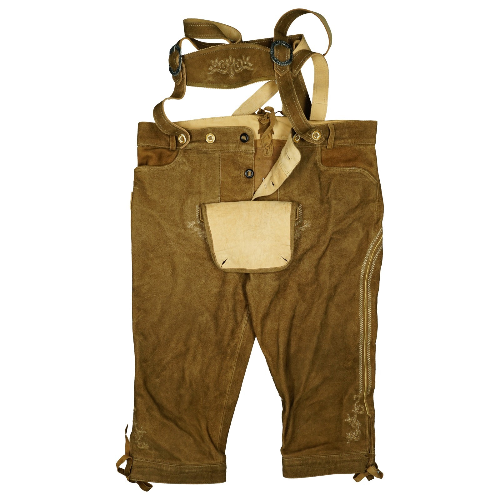 Stockerpoin 56 XXL short brown men’s pants Oktoberfest traditional leather dungarees