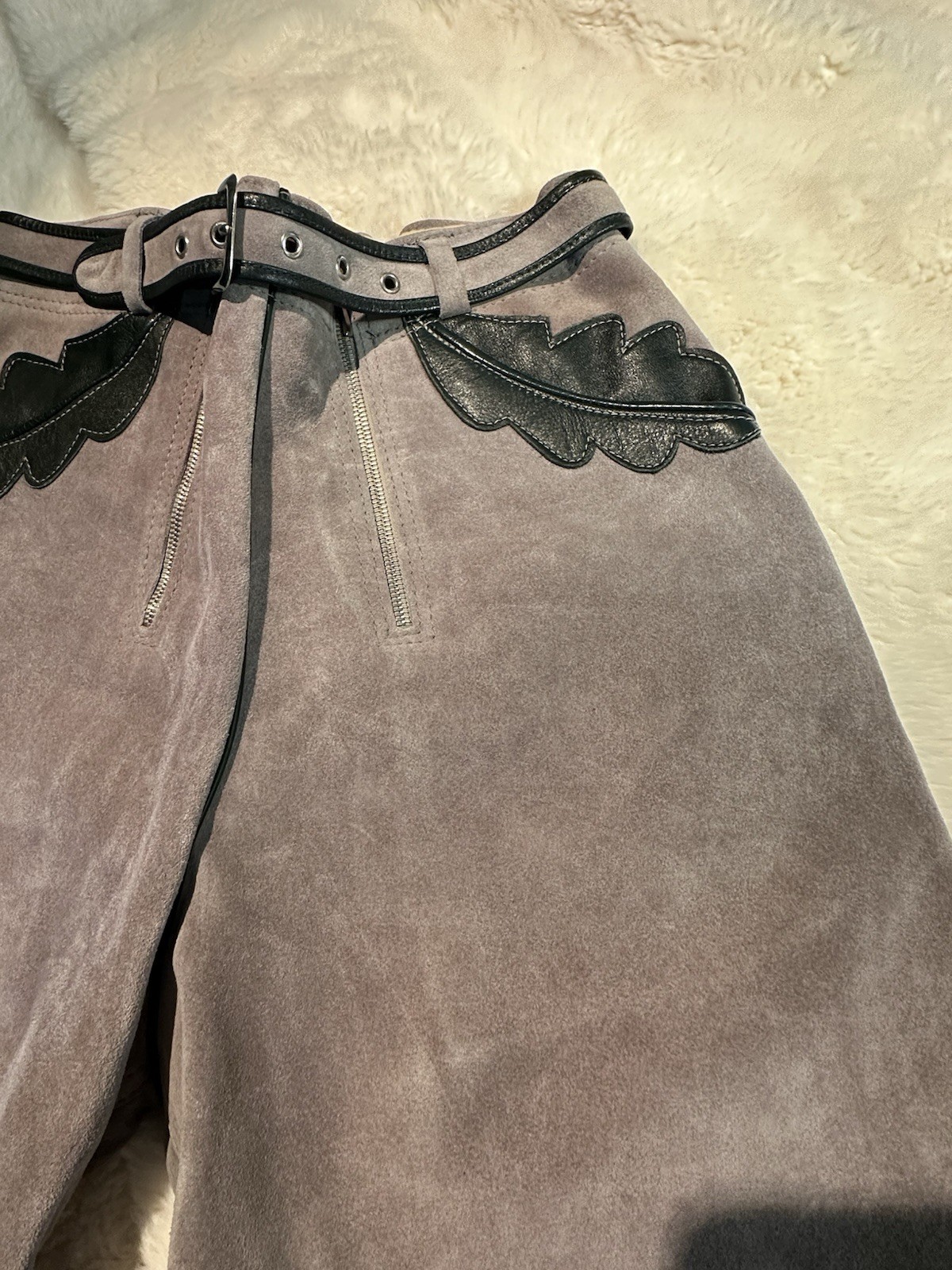 Leather Lederhosen Embroidered Traditional Size 43 Very Nice