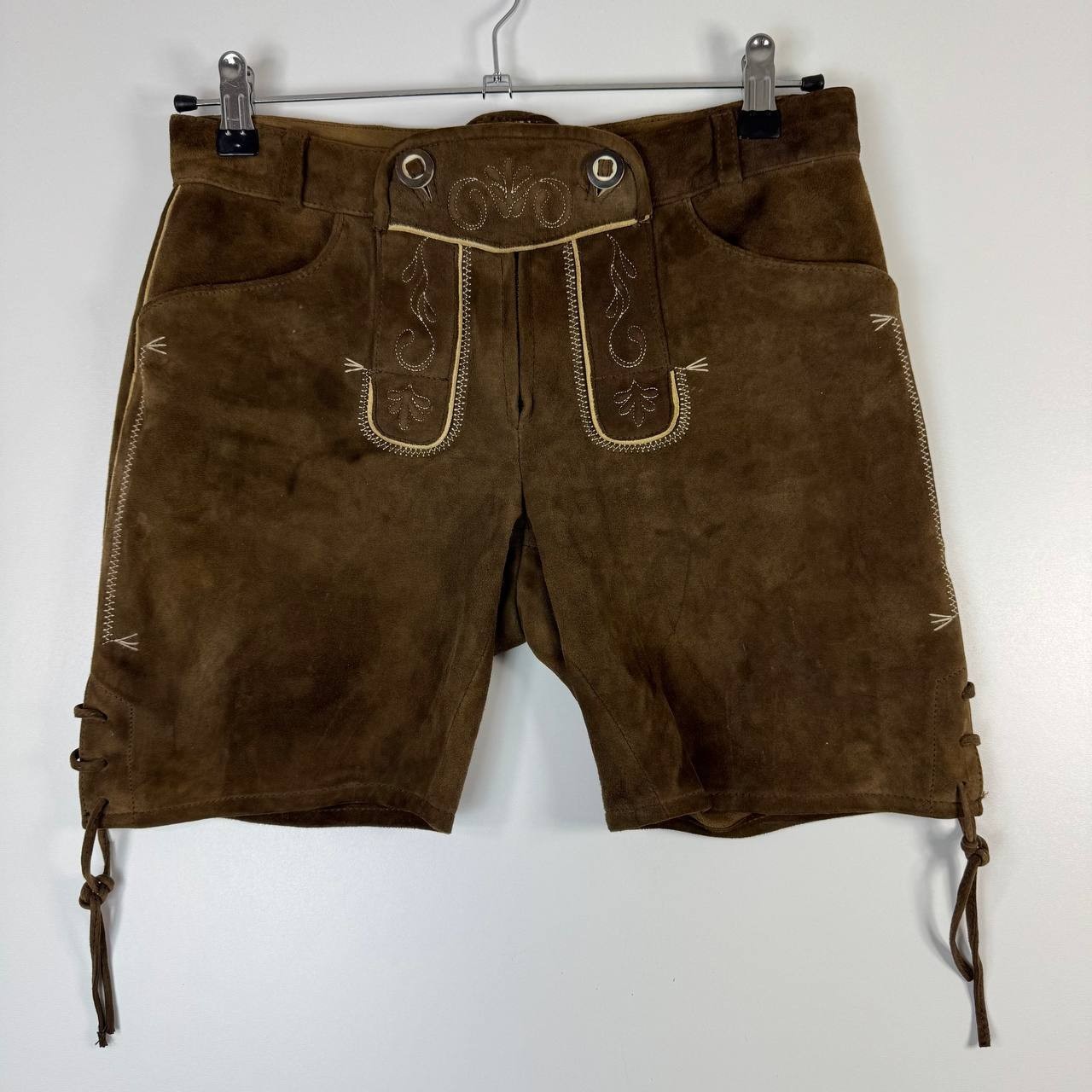 Spieth & Wensky Lederhosen Brown Suede Leather Oktoberfest Shorts Men Size 34