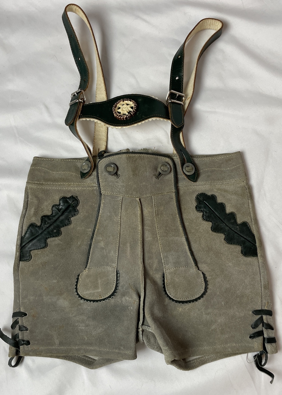 Lederhosen German Child Shorts Authentic Vintage Suede Leather Size 2 Oktoberfes