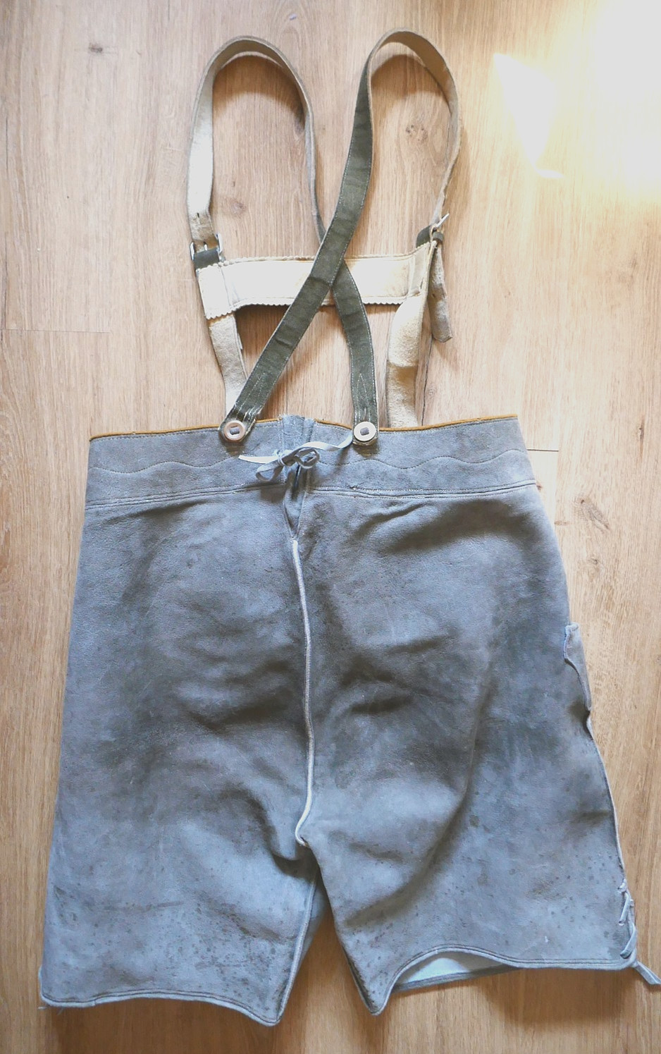 Original Vintage Mens Lederhosen / Trachten Trousers, With Suspenders, Size 54