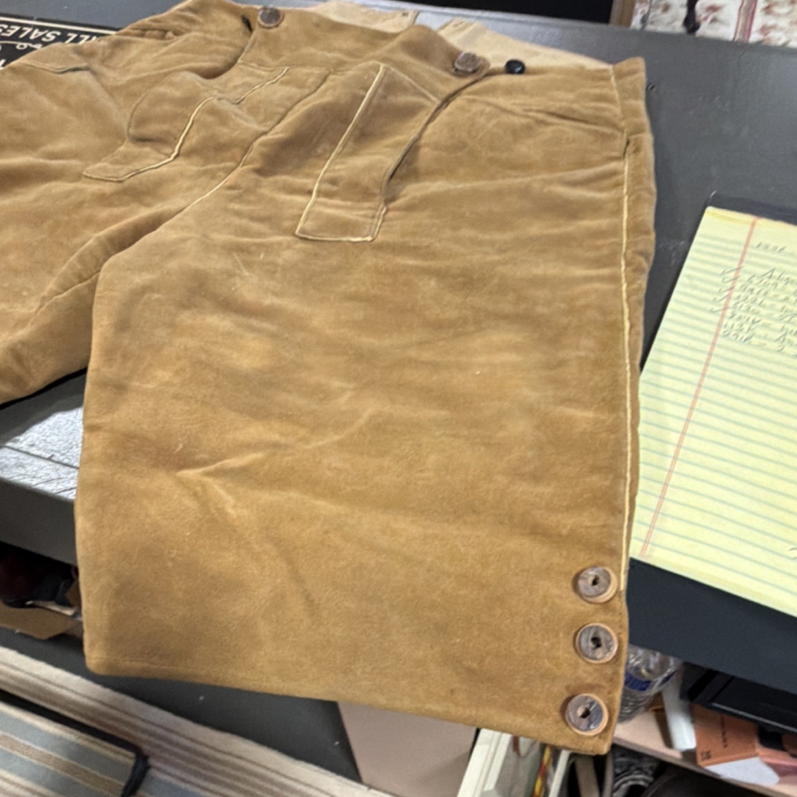 Knagge & Peitz München Brown Leather Lederhosen Shorts w/ Button Front