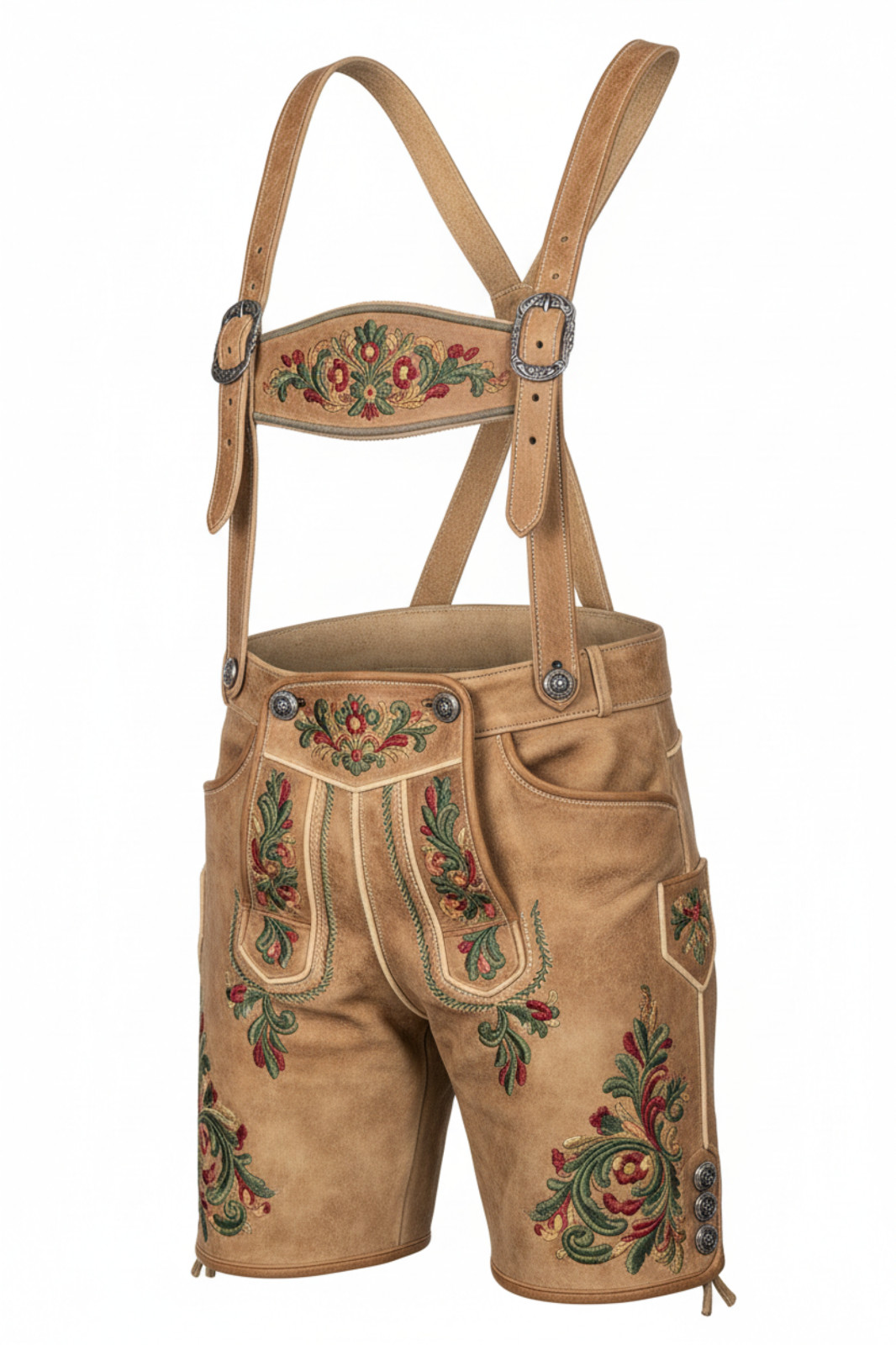 Lederhosen Men Octorberfest Suede Beige Brown Antique