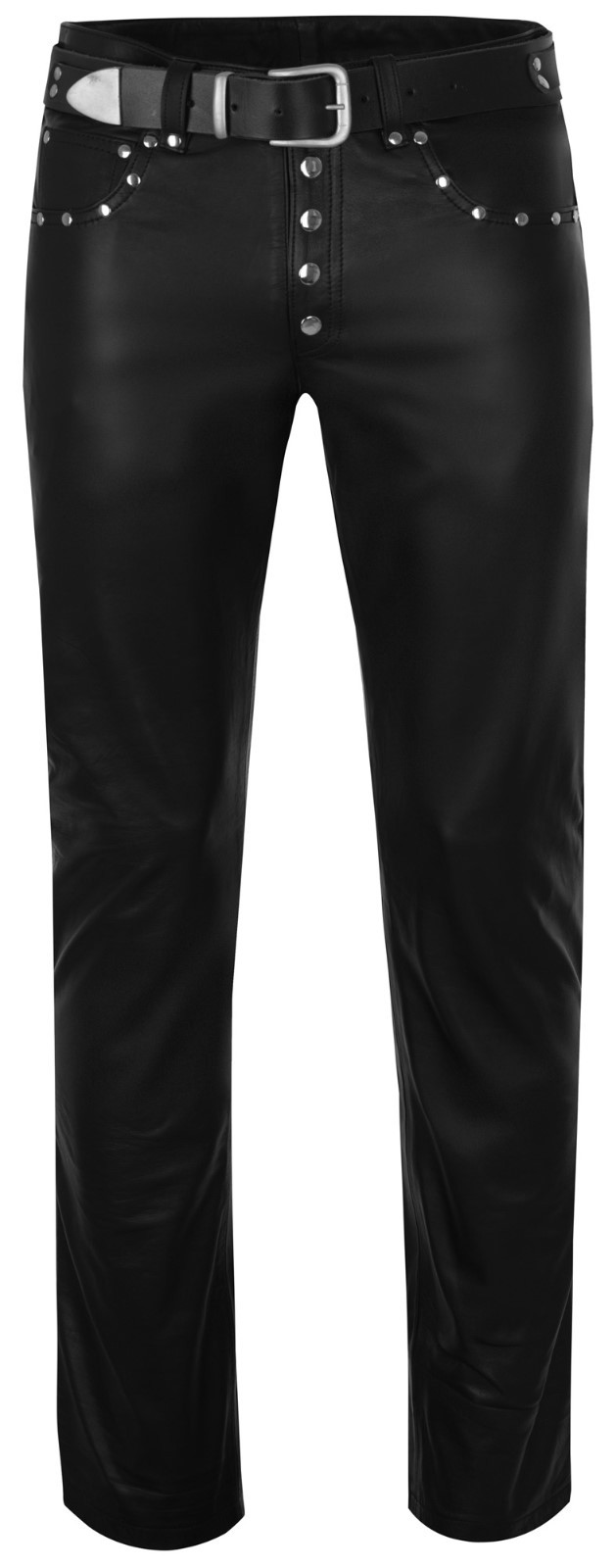 Lederhosen designer leather jeans with button fly black leather new leather pants