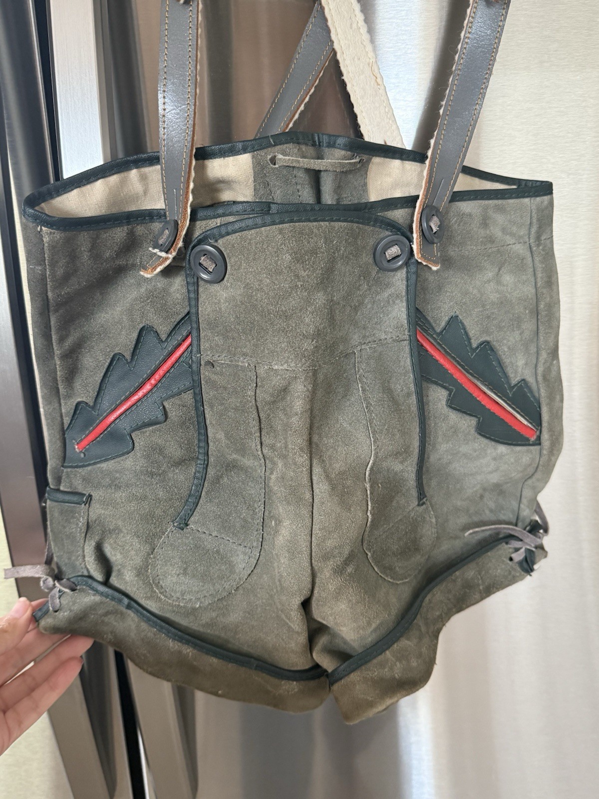 Vintage German Suede Lederhosen Shorts Suspenders Oktoberfest Alpine Folk