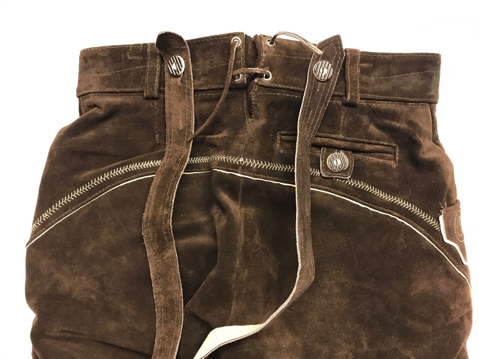 NWT Mens German Brown Leather Lederhosen Size EU 50 US 34 Octoberfest New