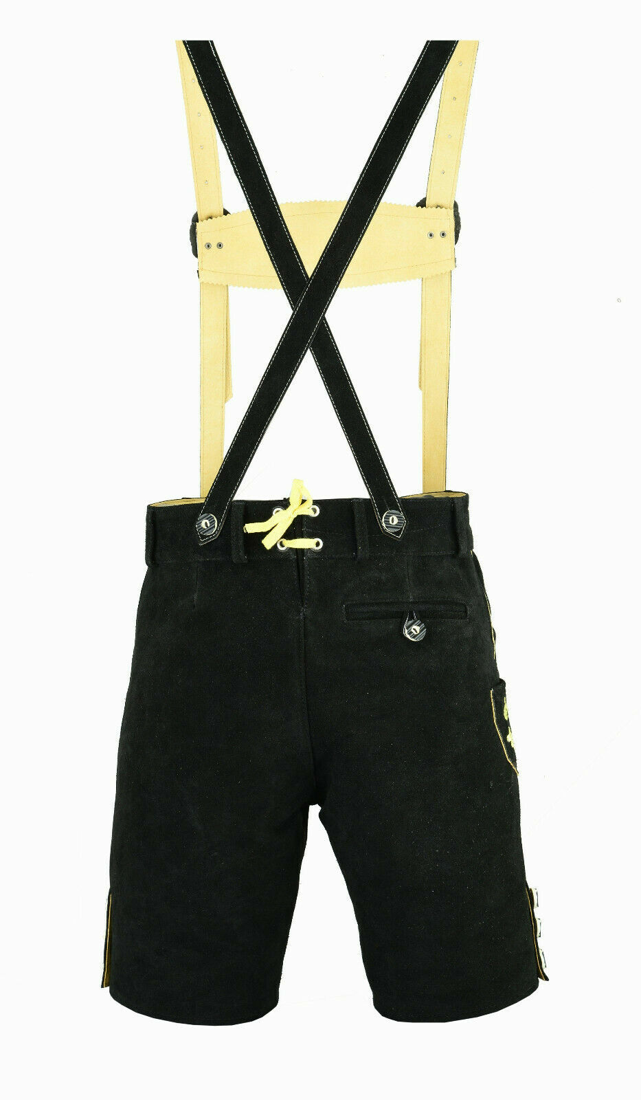 Herren Trachtenlederhose Trachten Lederhose Kurz Hellbraun Blau Schwarz LEFAM