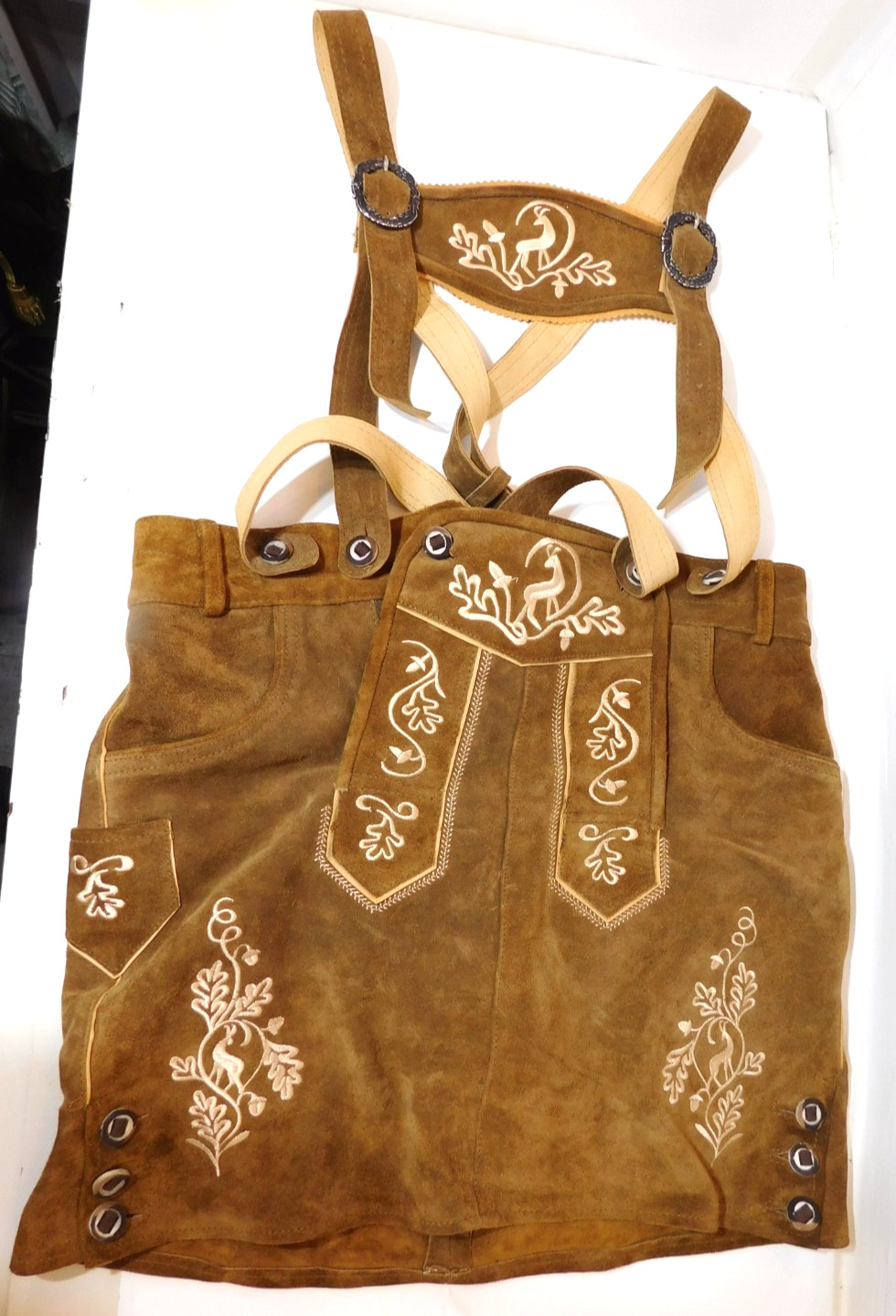 Lederhosen Leather Suspendered Shorts Vintage German Bavarian