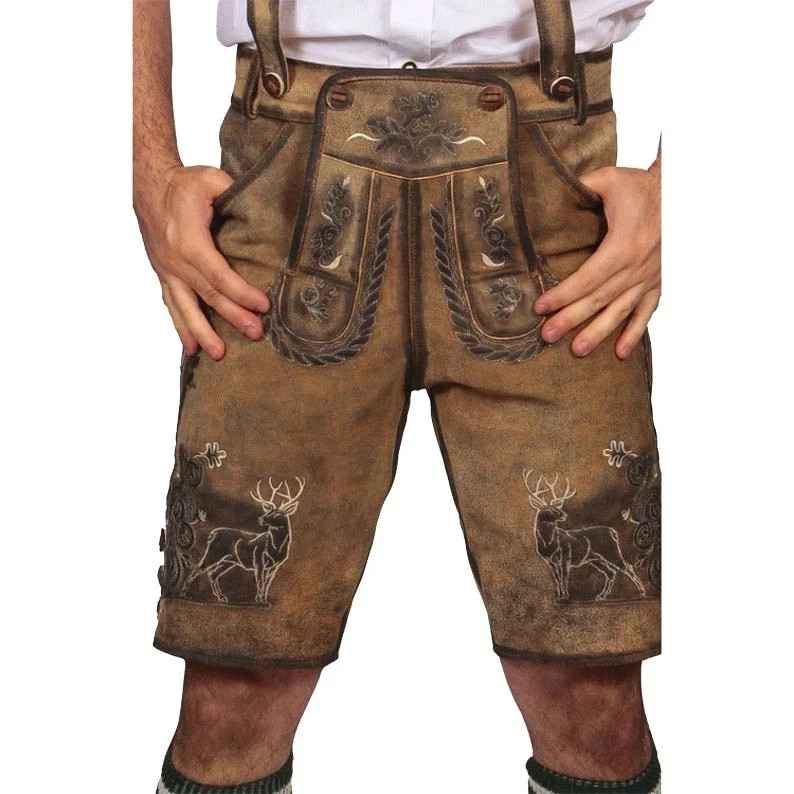 Men’s German Bavarian Authentic Lederhosen Oktoberfest Costume Suede Lederhosen