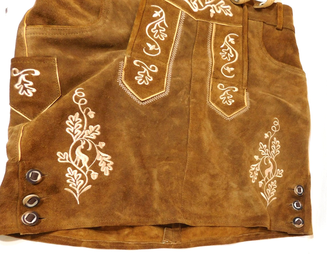Lederhosen Leather Suspendered Shorts Vintage German Bavarian