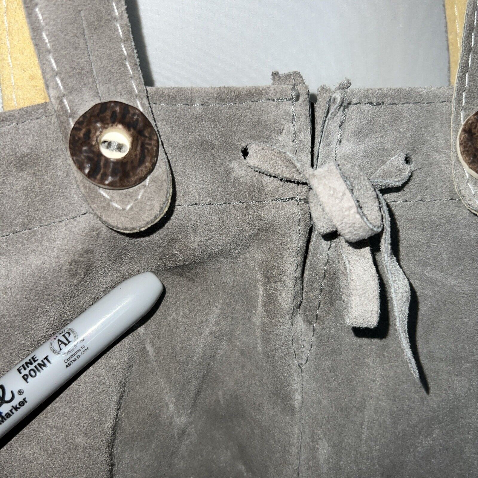 GERMAN LEDERHOSEN Childs Gray LEATHER SUEDE Trousers Oktoberfest Excellent