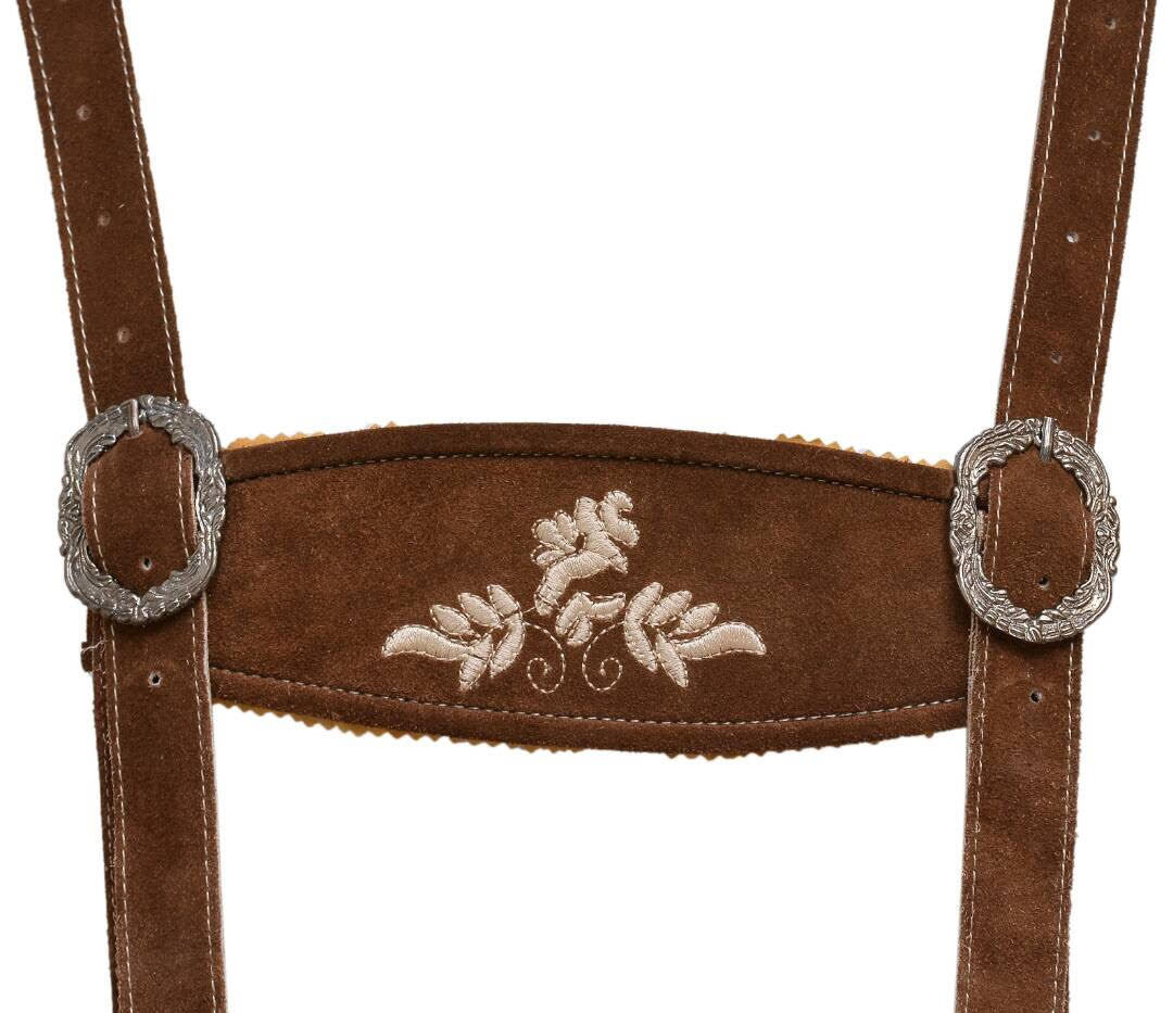 German Bavarian Lederhosen Oktoberfest Real Leather Brown with Matching Shorts