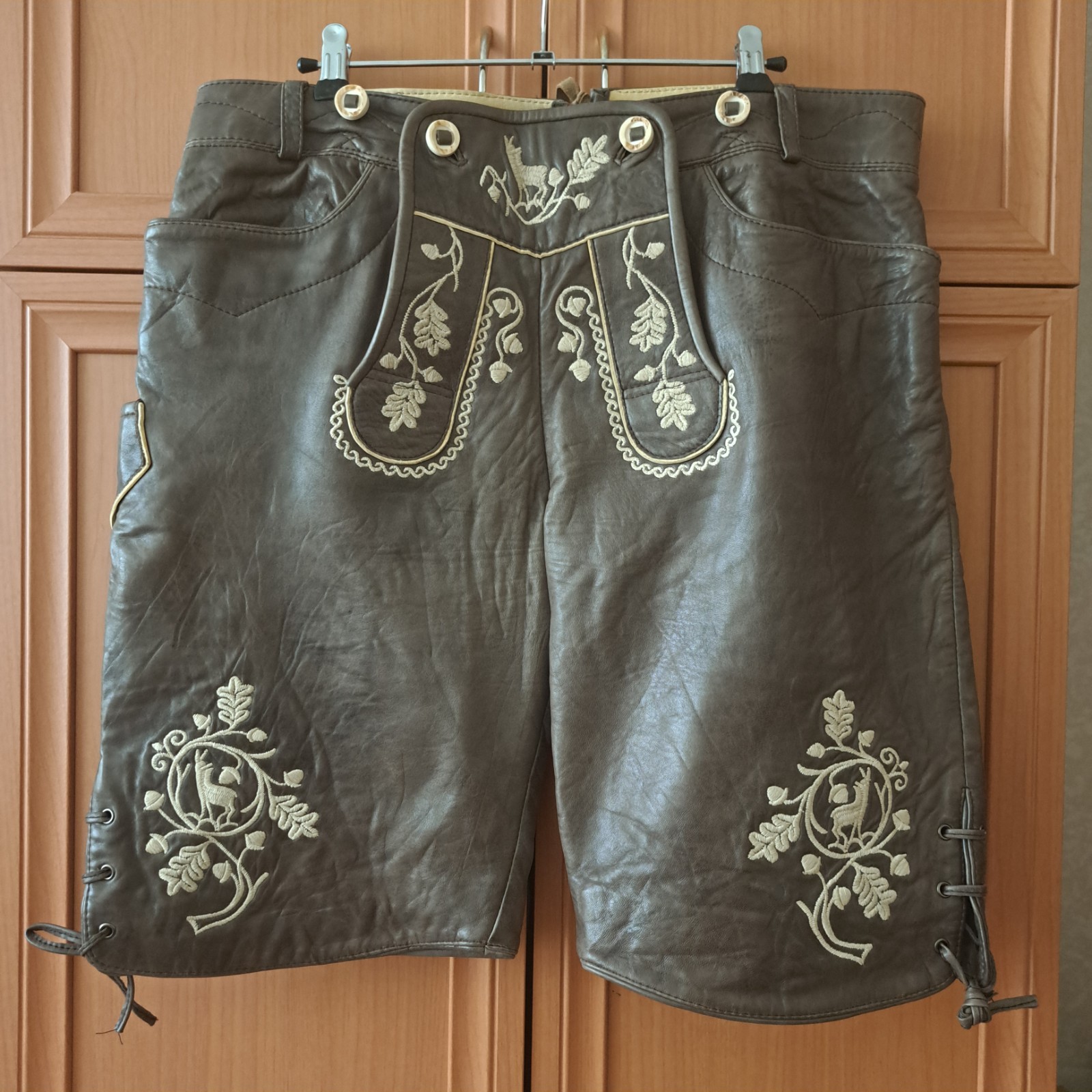 MarJo Lederhosen Men’s L / 52 Genuine Leather Trachten Oktoberfest Embroidered