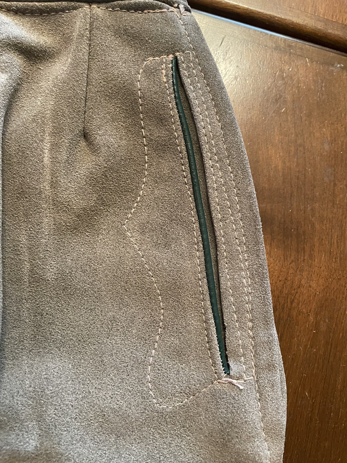 Vintage Lederhosen Gray & Green Leather Shorts EU Size 30 Oktoberfest Austria