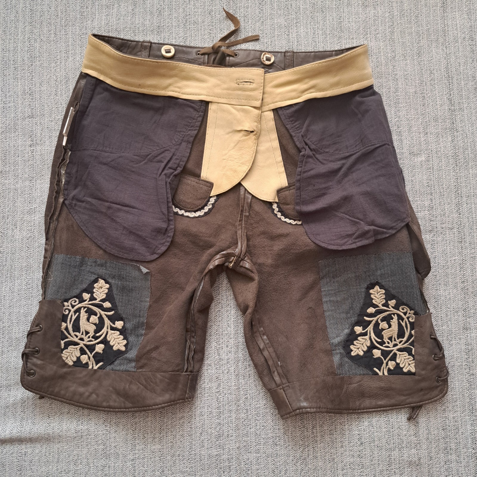 MarJo Lederhosen Men’s L / 52 Genuine Leather Trachten Oktoberfest Embroidered