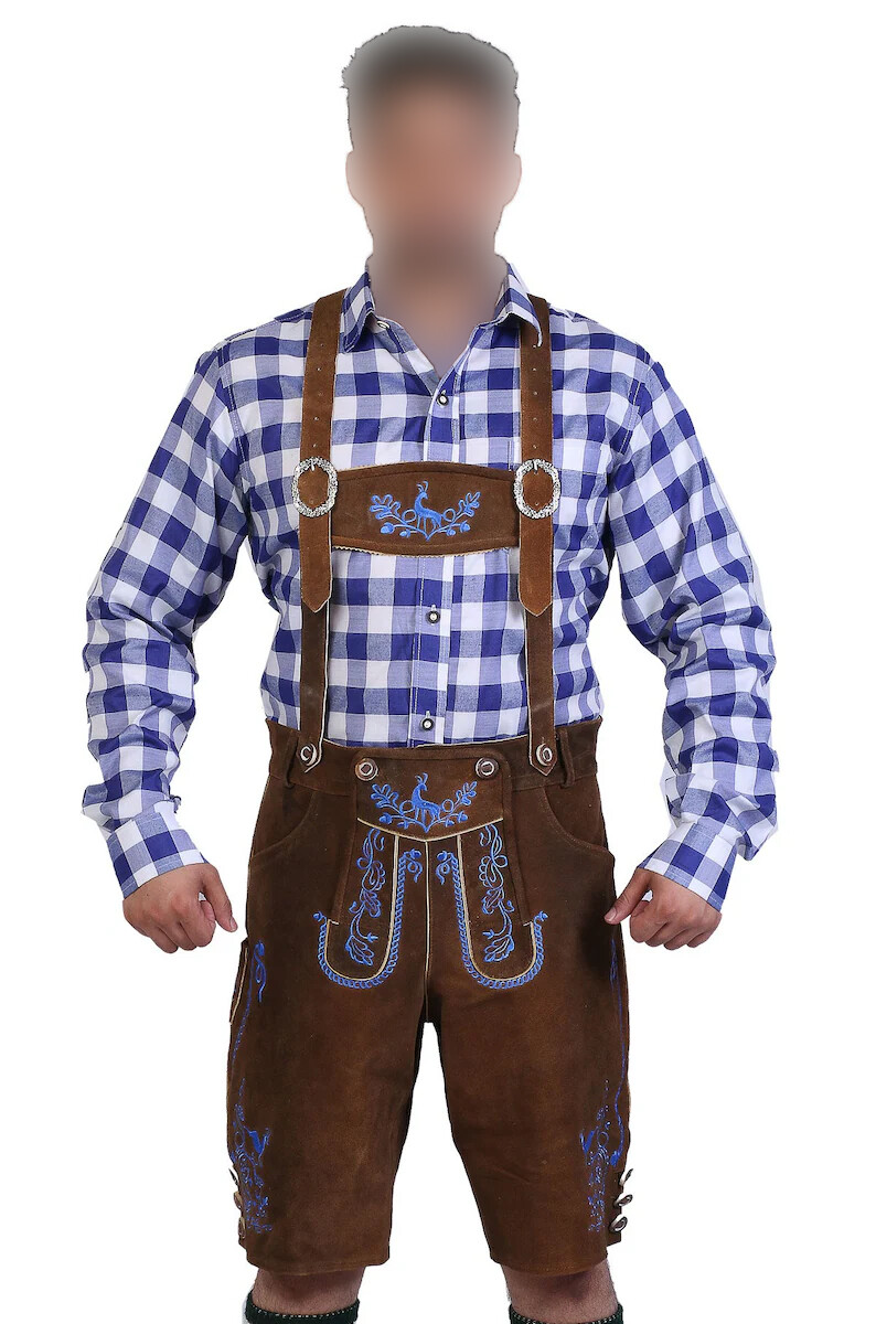 Men’s Bavarian Tratchen Lederhosen Pant German Oktoberfest Suede Leather Pants