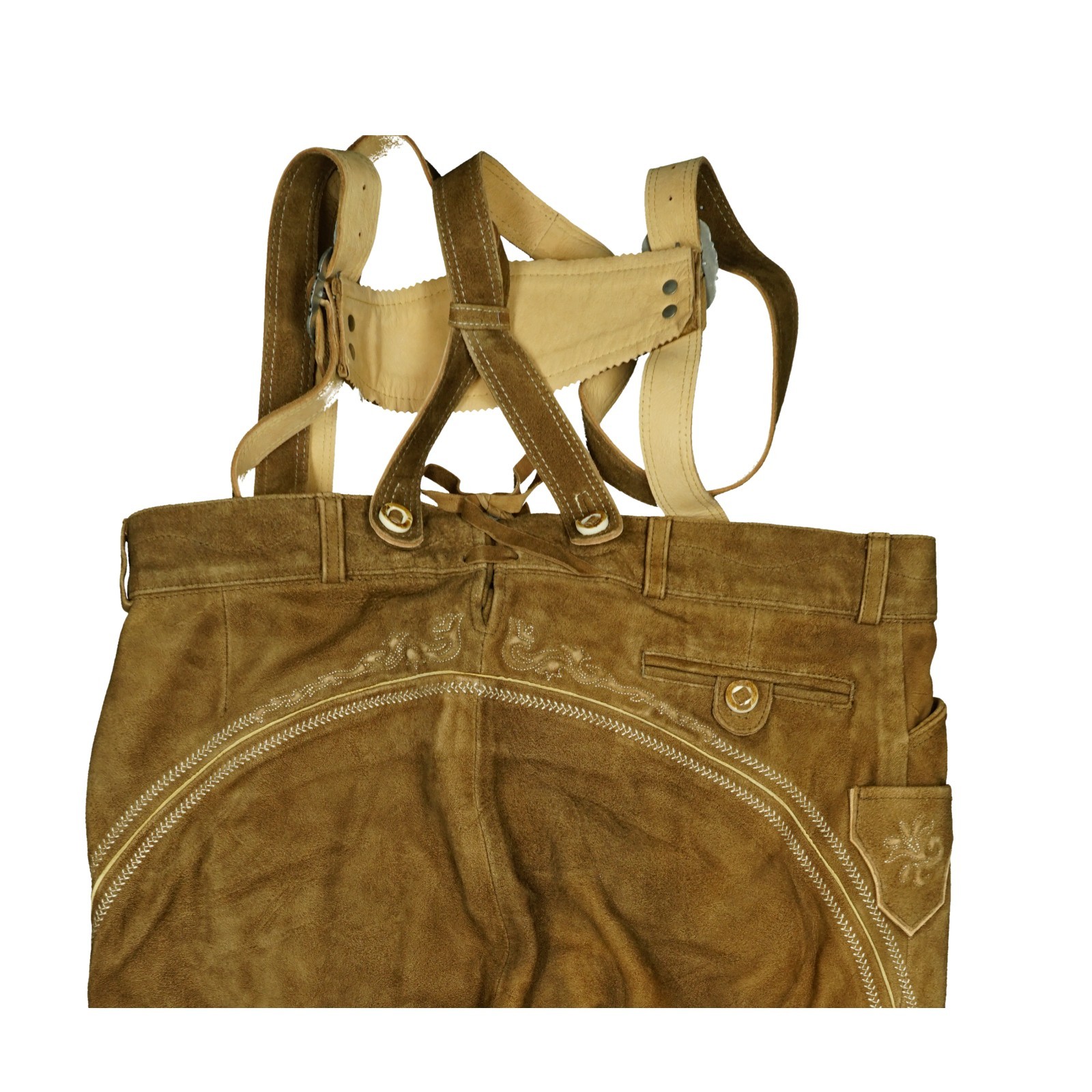 Stockerpoin 56 XXL short brown men’s pants Oktoberfest traditional leather dungarees