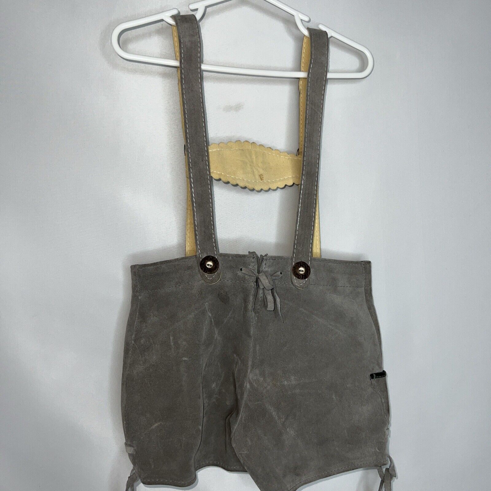 GERMAN LEDERHOSEN Childs Gray LEATHER SUEDE Trousers Oktoberfest Excellent