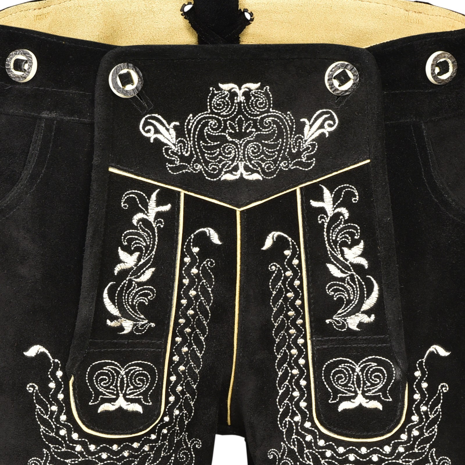 Men Traditional Leather Oktoberfest Lederhosen (Brown, Black, Gold, Med Brown)