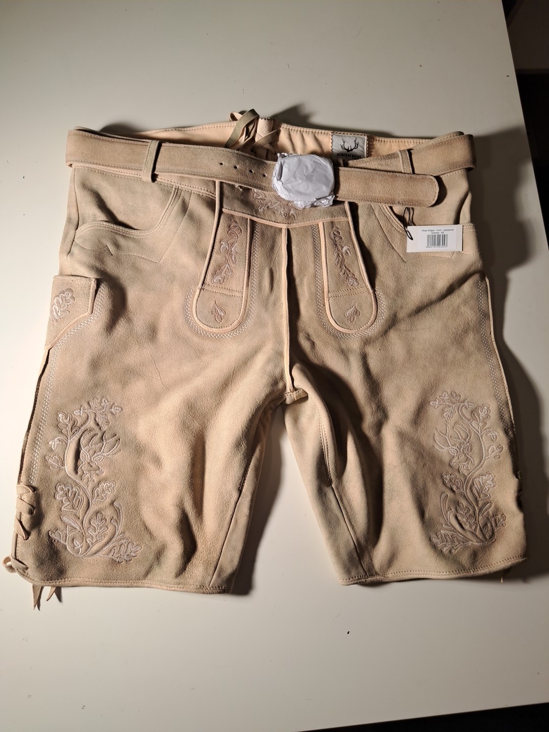 Stockerpoint Leather Pants Blonde Size 56 XXXXL New Edgar Korn Spotted Metal Buckle