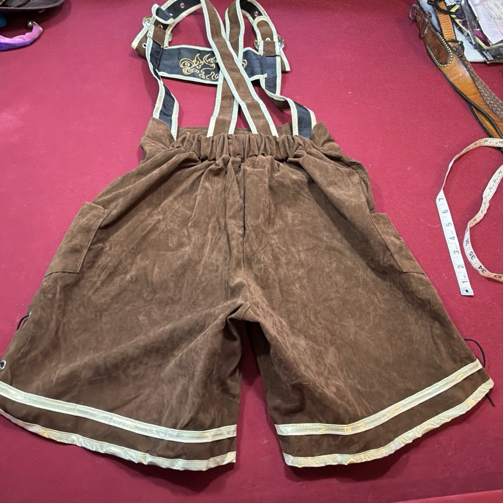 Lederhosen Men’s S Bavarian Faux Leather Shorts/Suspenders Oktoberfest Overalls