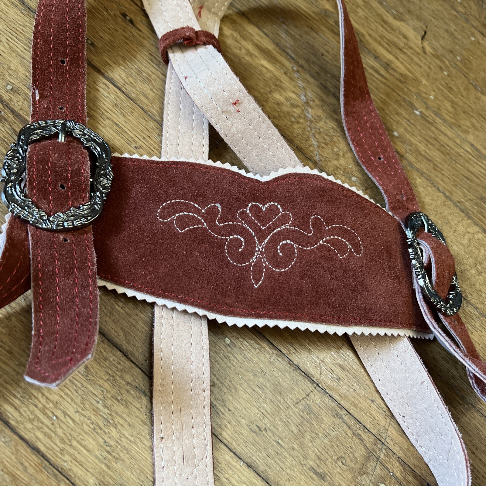 ERNST LICHT Lederhosen Sz 2 Oktoberfest Embroidery Burnt Orange Leather German