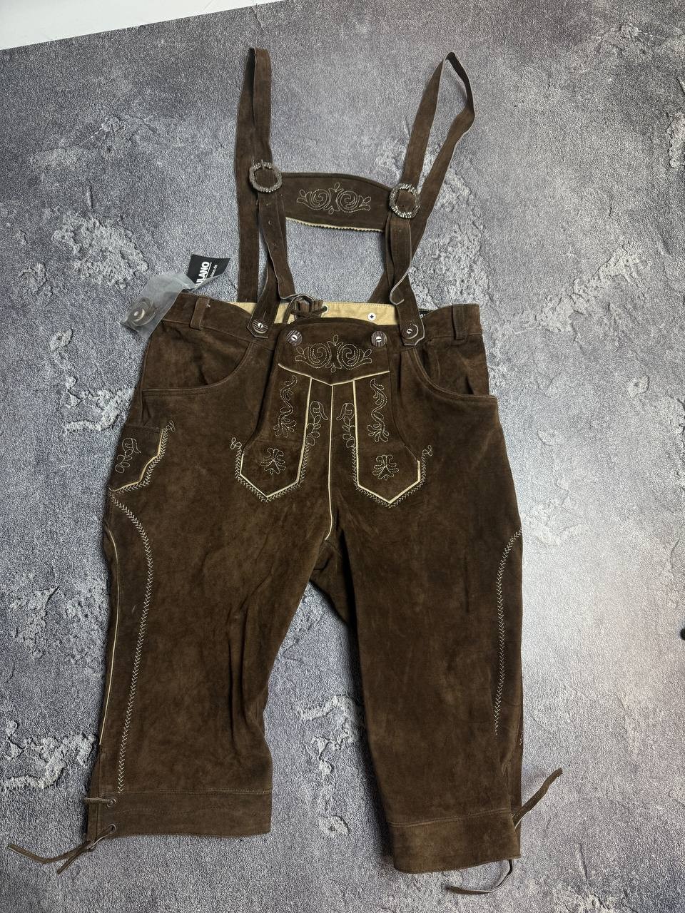 NEW PAULANO VINTAGE OKTOBERFEST DIRNDL TYROL LEATHER BROWN MENS PANTS EU 52