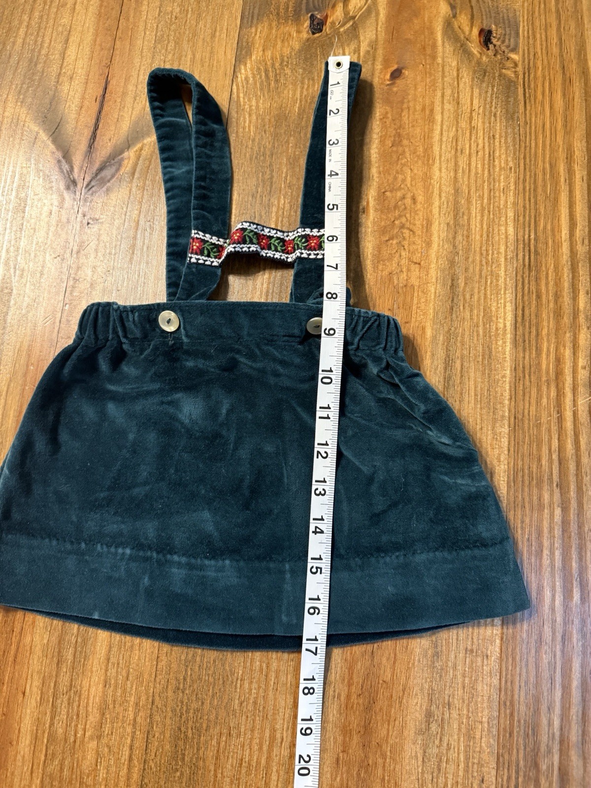 Vintage IMP Originals Lederhosen German Skirt Suspenders Velvet Youth 4T Green