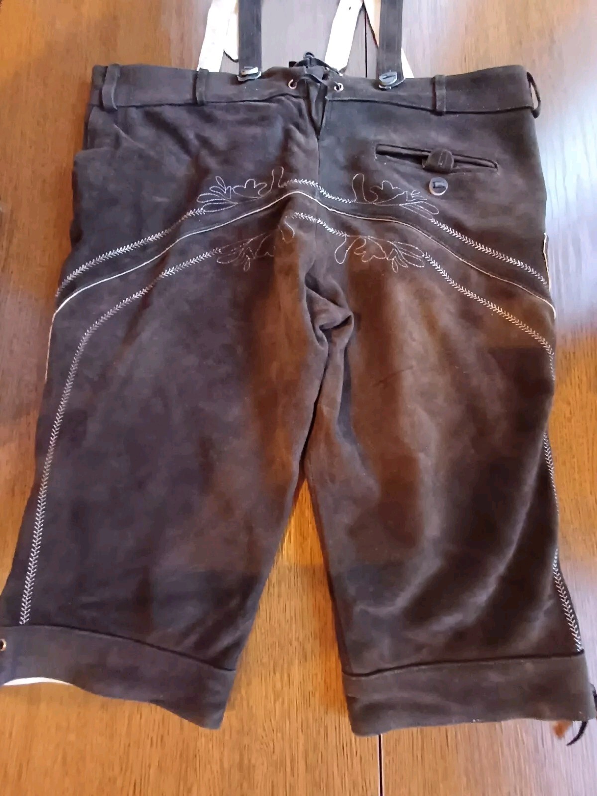 Bavarian Trachten Oktoberfest Suede Leather Lederhosen Shorts Pant Size W 42-44