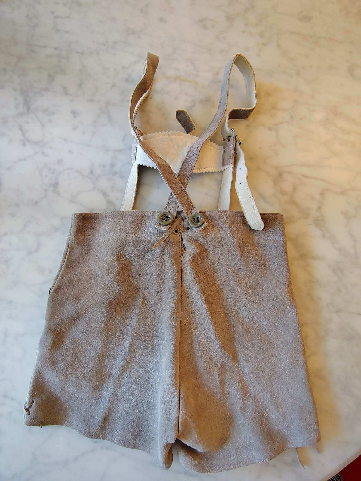 Worn Once Gray Suede Leather Lederhosen German Style Boy Child Sz 116
